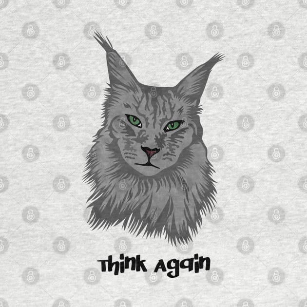 Maine Coon Cat Think Again by Miozoto_Design